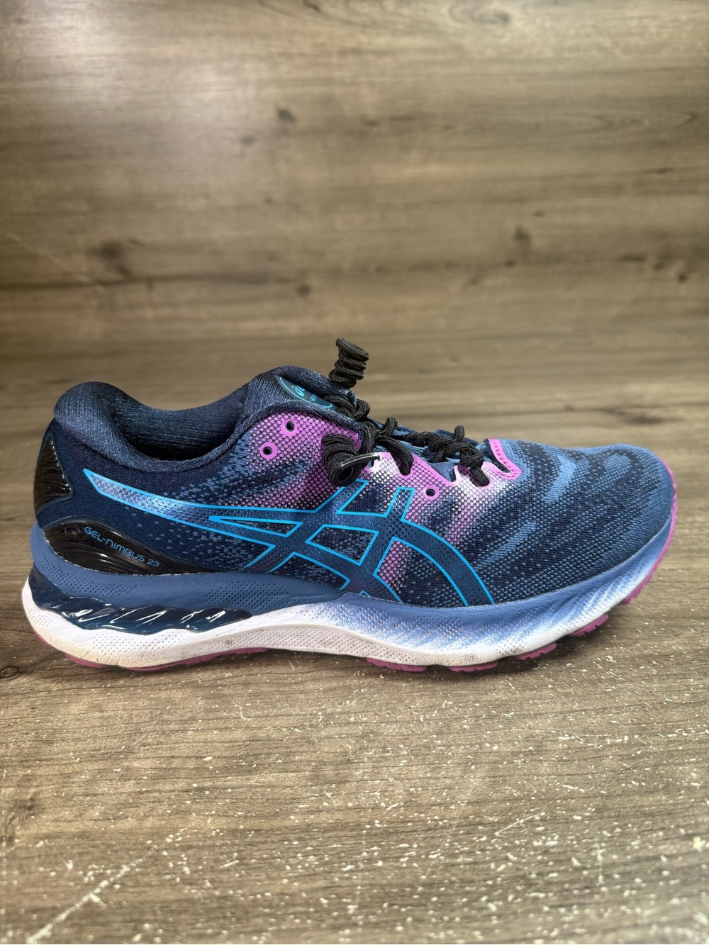 ASICS Gel Nimbus 23 Womens 10 Grand Shark Digital Aqua Running Shoes 1012A885